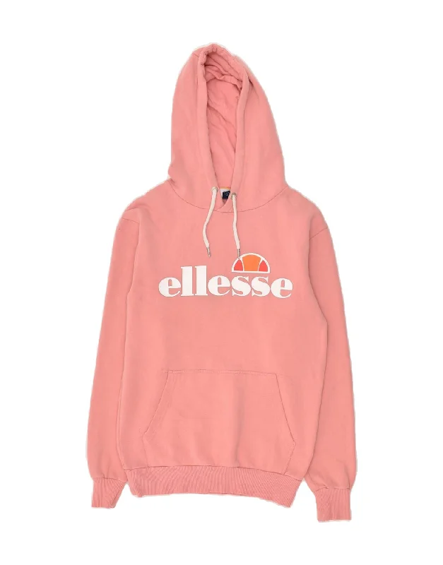 ELLESSE Womens Graphic Hoodie Jumper UK 8 Small Pink Cotton