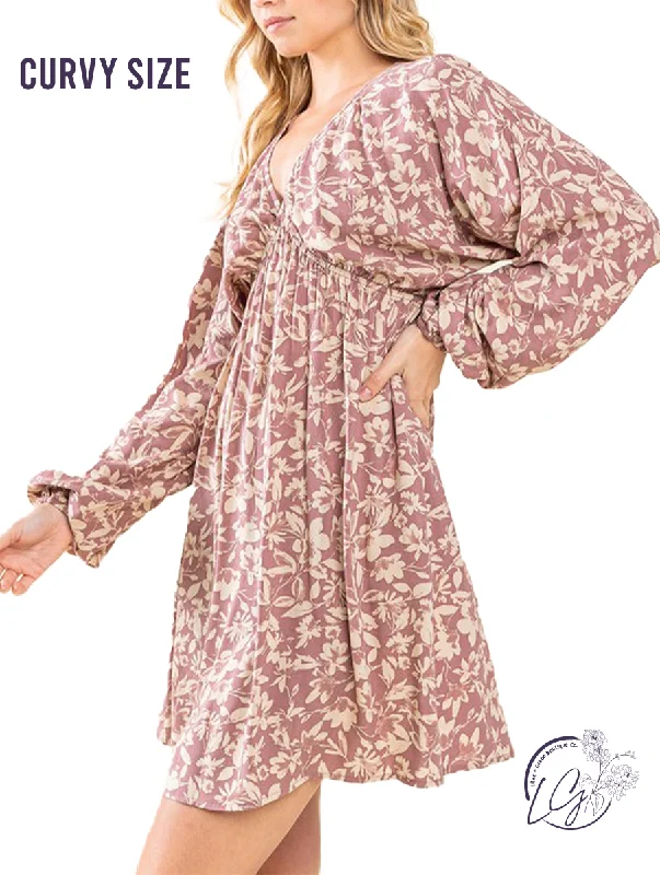 Savings Event Curvy Iris Infusion Floral Mini Dress