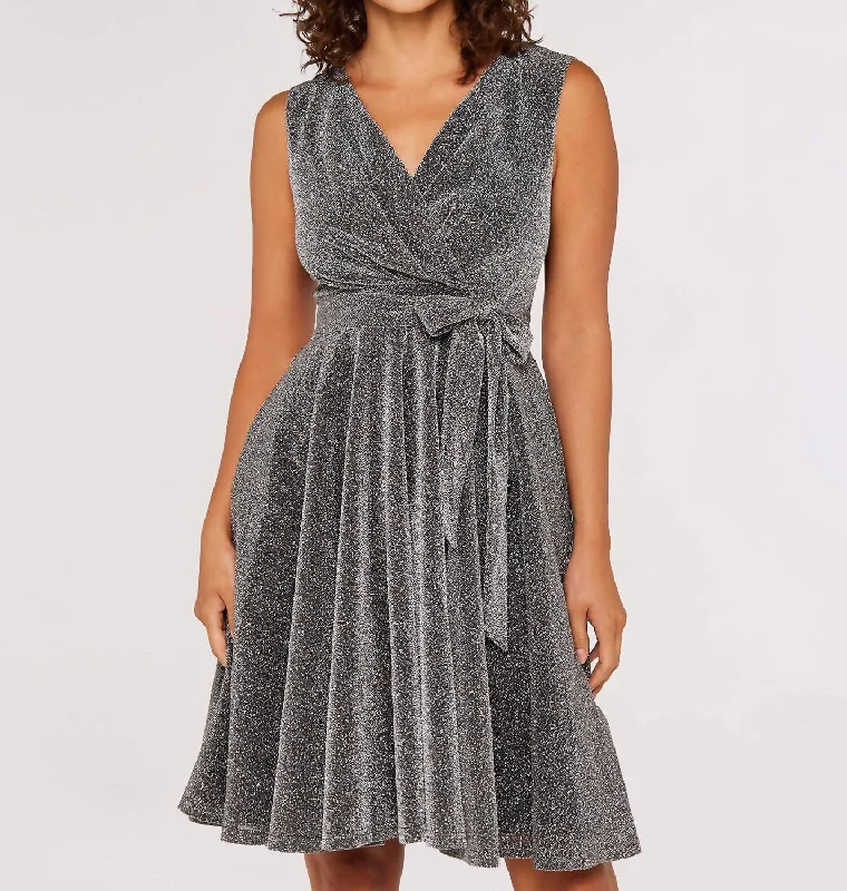 Silver Lurex A-Line Dress