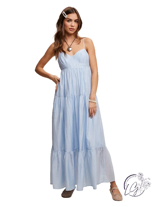 YEAR-End Clearance Sweetheart Neckline Flowy Maxi Dress