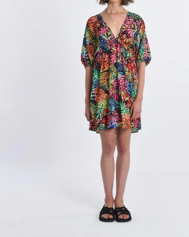 Savings Spectacular Ladies V-Neck Printed Dress In Mareva | Mareva