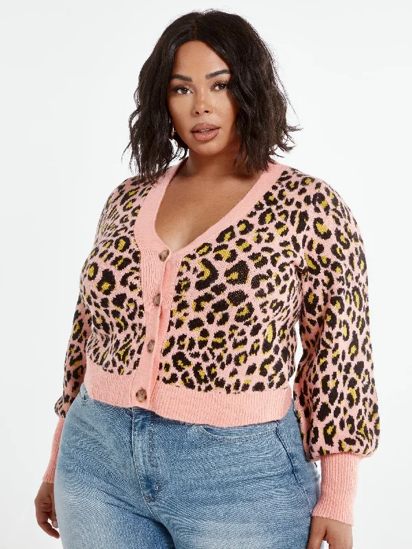 Hot Deal Olivia Leopard Print Cropped Cardigan