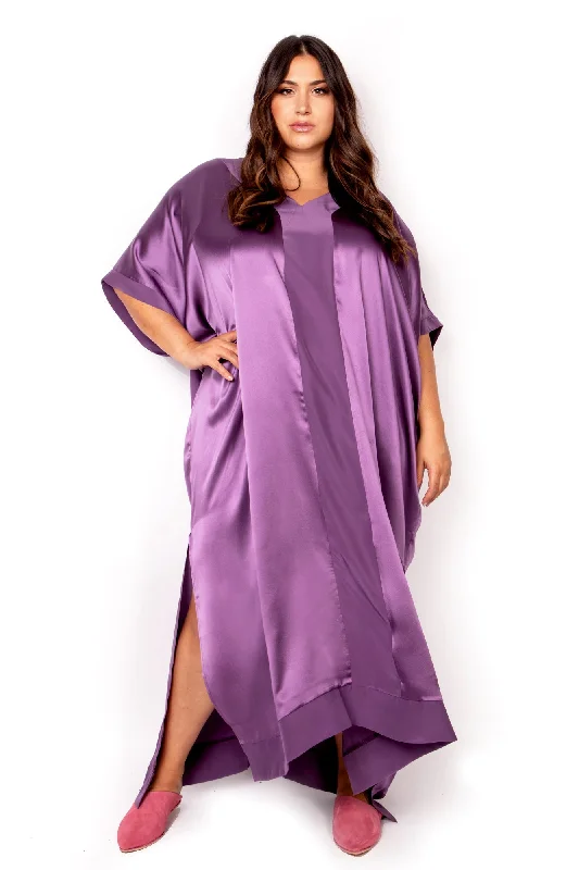 Price Rollback The Muse Italian Silk Caftan in Lavender with V neckline