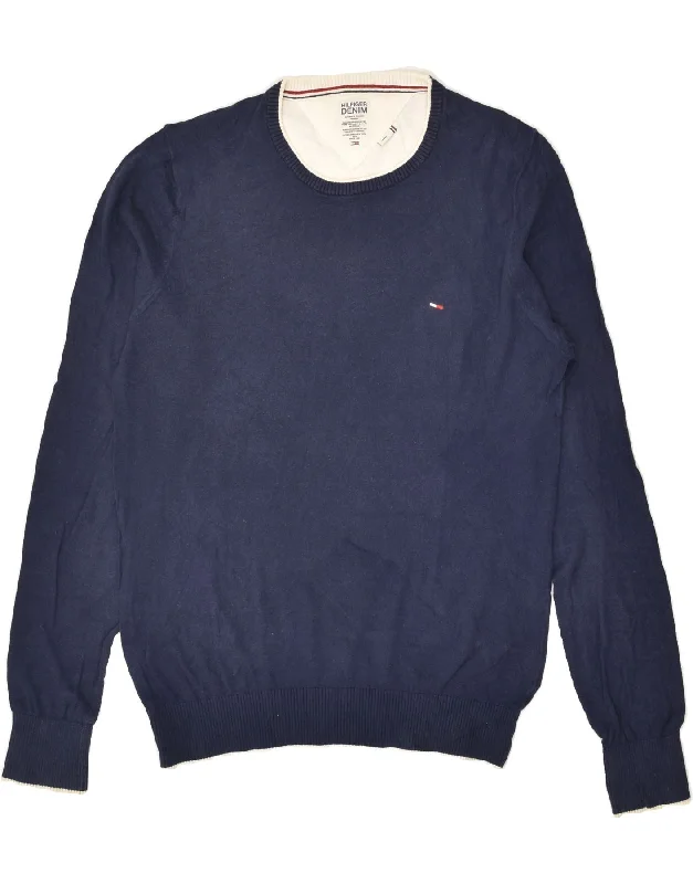 Extra Discounts TOMMY HILFIGER Womens Boat Neck Jumper Sweater UK 16 Large Navy Blue