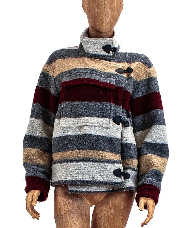 Deal Frenzy Striped Woven Front Pocket Jacket