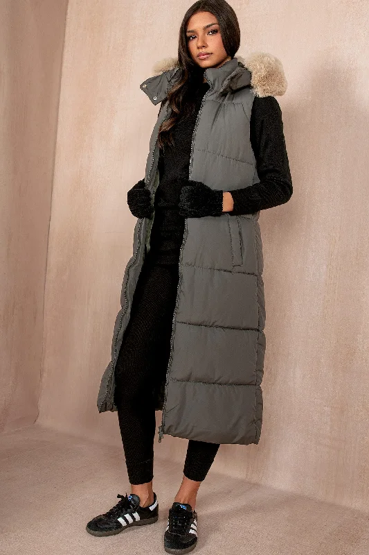 Loyalty Reward Breanna Khaki Longline Padded Gilet