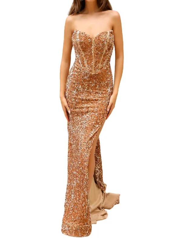 Sweatheart Neckline Mermaid Dress In Gold