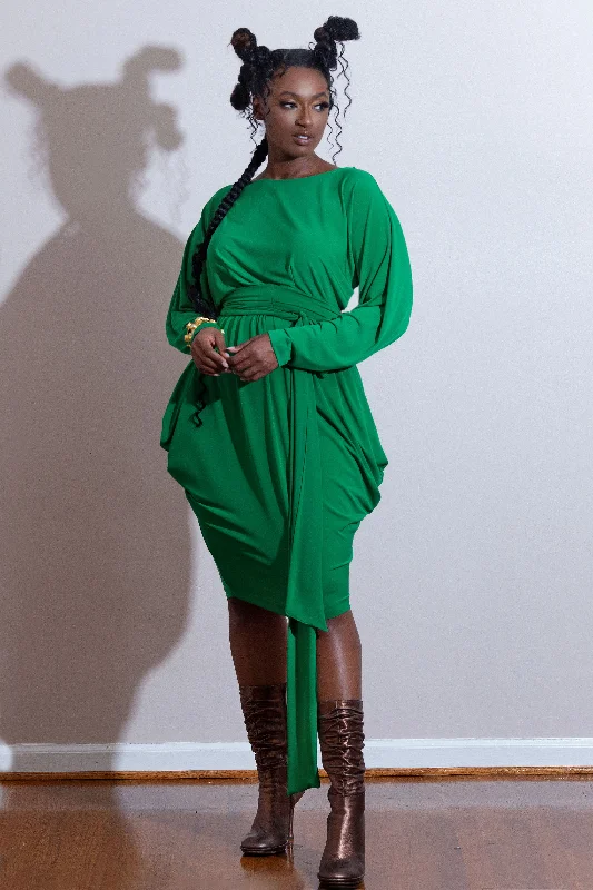 Sale Event Boat Neck  Slouch Midi Dress- JIBRI