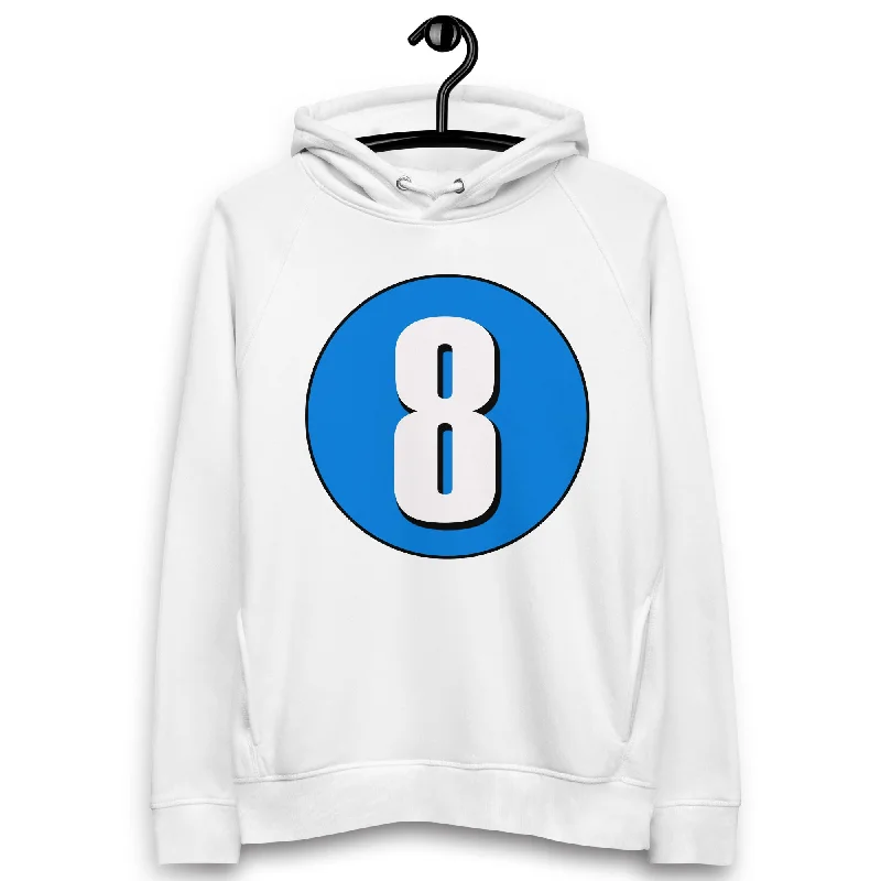 Unisex pullover hoodie: White on Blue 8