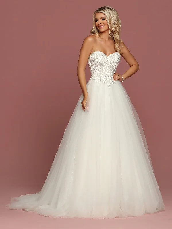 Davinci Bridal 50487 Embellished Lace Tulle Ballgown Wedding Dress Strapless Sweetheart