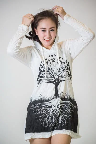 Sure Design Women's Tree Of Life Hoodie Dress White