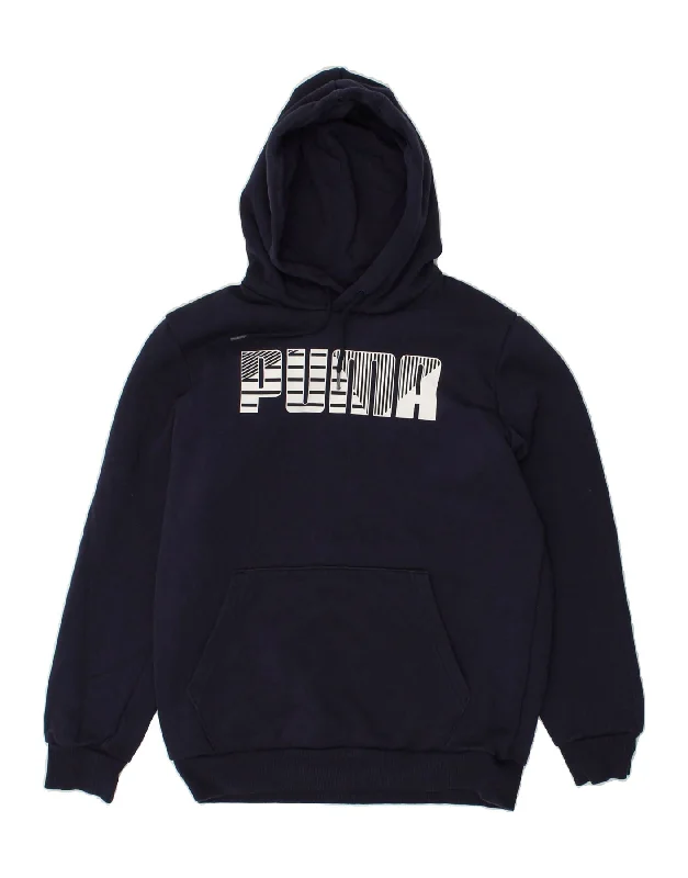 Special Discount PUMA Womens Graphic Hoodie Jumper UK 8 Small Navy Blue