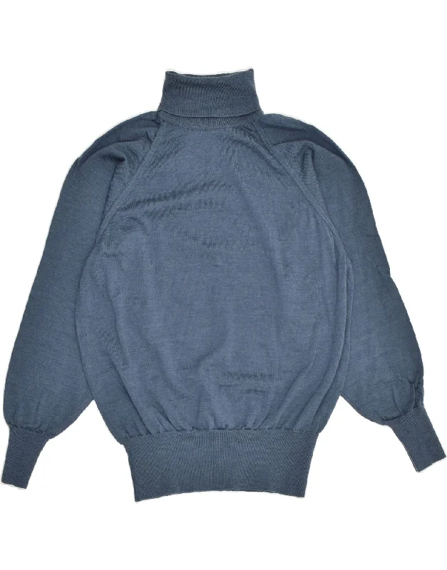 Overstock VINTAGE Womens Roll Neck Jumper Sweater UK 14 Large Blue