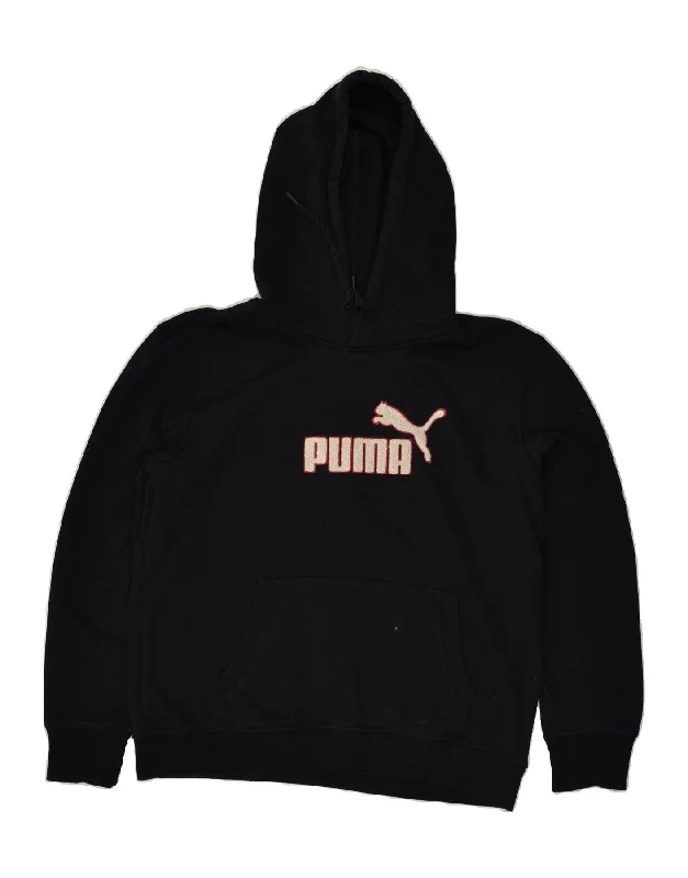 Online Exclusive PUMA Womens Graphic Hoodie Jumper UK 14 Large Black Cotton