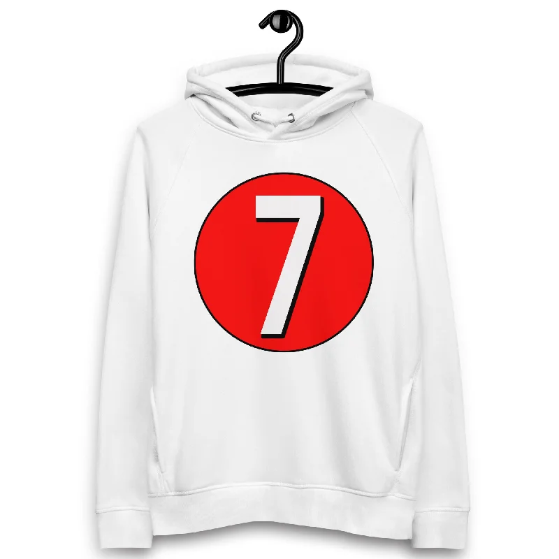 Unisex pullover hoodie: White on Red 7