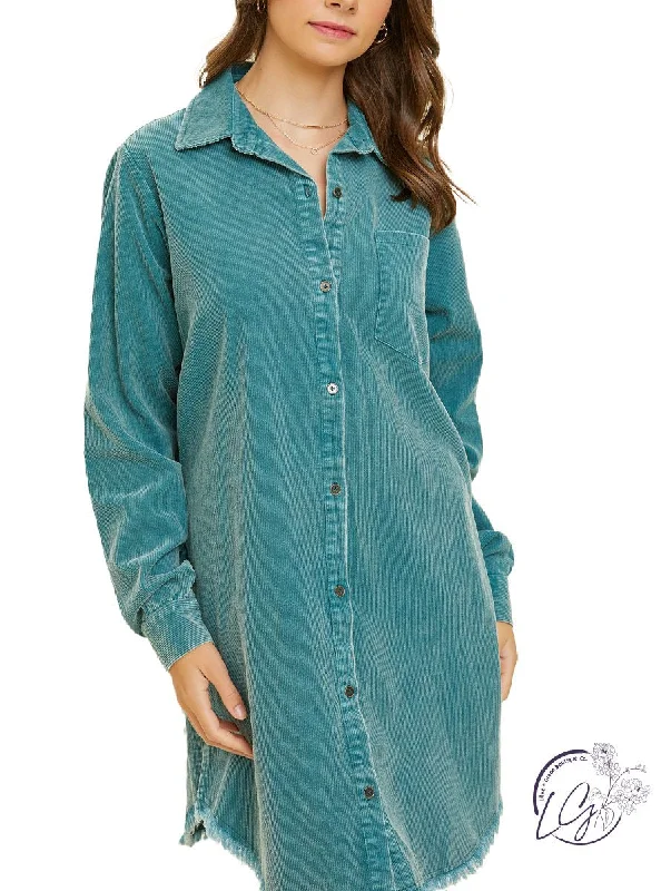 New Deals Midnight Sky Corduroy Shirt Dress