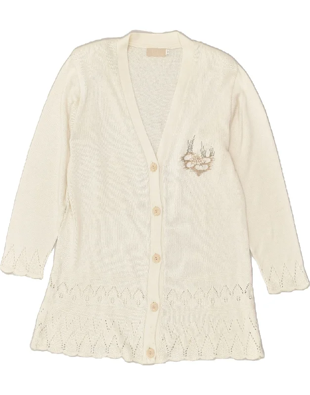 Sale Event VINTAGE Womens Cardigan Sweater UK 16 Large Off White Acrylic