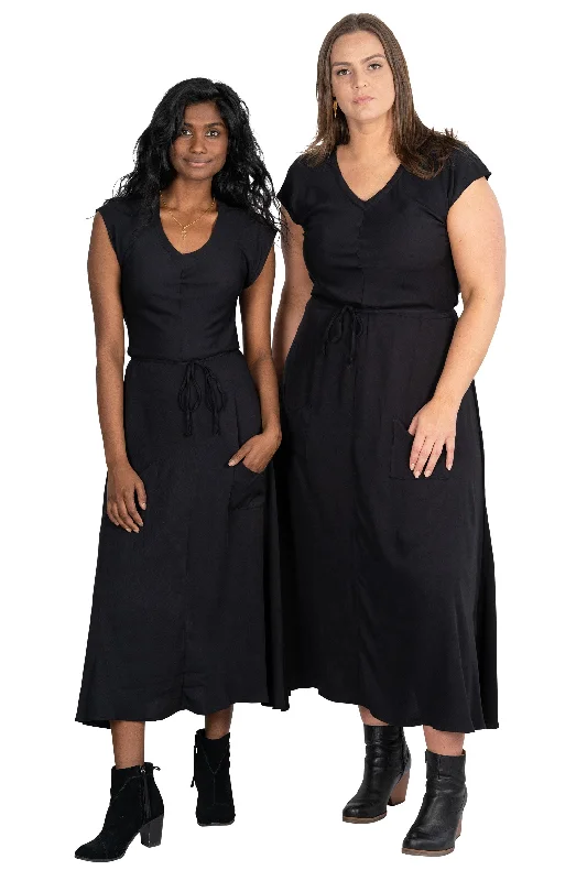 YEAR-End Clearance Belted Bias Dress in Black