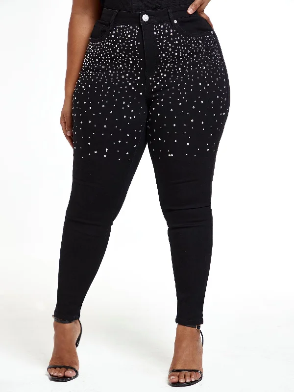 Bargain Bin High Rise Studded Front Skinny Jeans