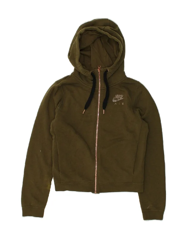 Major Savings NIKE Womens Zip Hoodie Sweater UK 4 XS Khaki Cotton