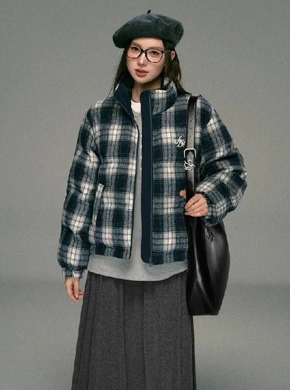 Markdowns Plaid Fleece Bomber Jacket