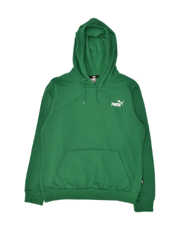 PUMA Womens Hoodie Jumper UK 14 Medium Green Cotton