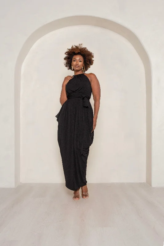 Quick Sale Black Sleeveless Slouch Maxi Dress