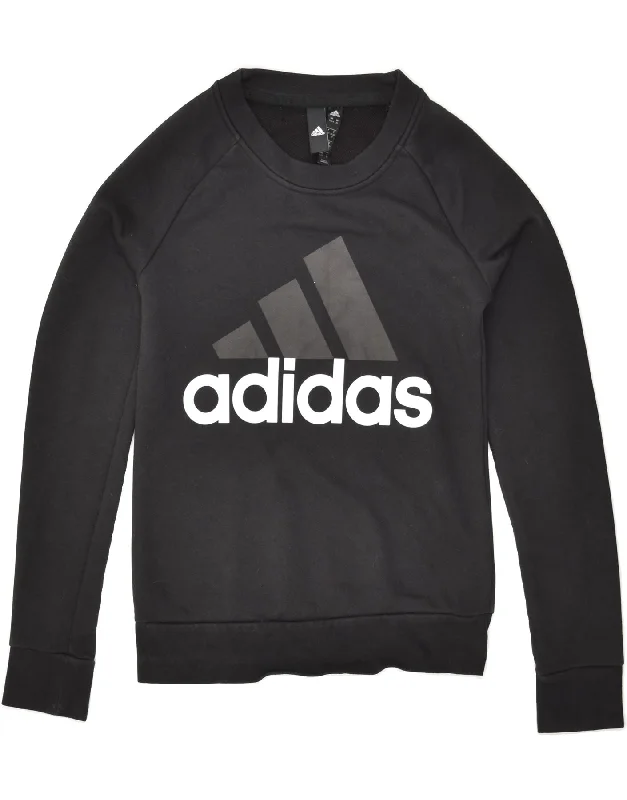 ADIDAS Womens Graphic Sweatshirt Jumper UK 4/6 XS Black Cotton