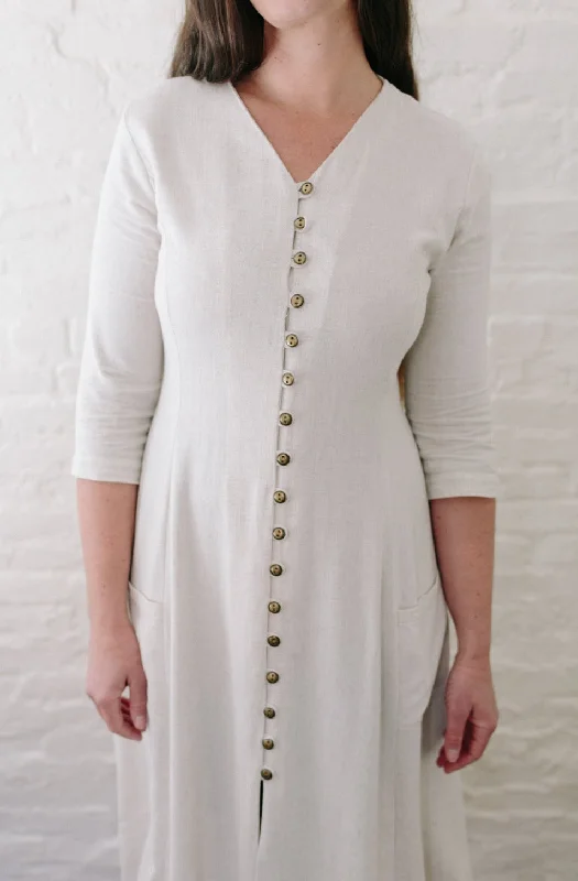 Exclusive Access Fiona Dress in Oat Linen