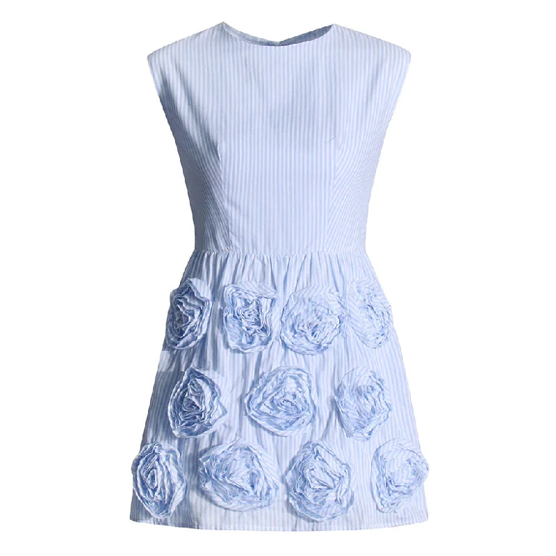 Fantastic Offers Bloom 3D Rosette Cutout Bow Tie Back Sleeveless Micro Mini Vacation Dress