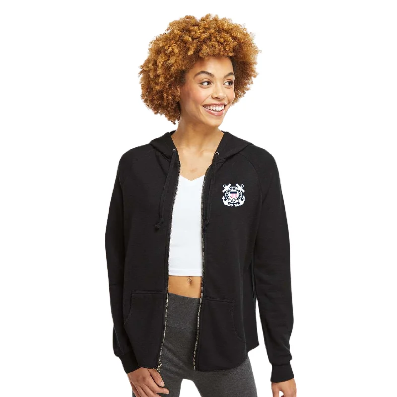 Flash Sale Coast Guard Seal Ladies Full Zip Hood (4 colors available)