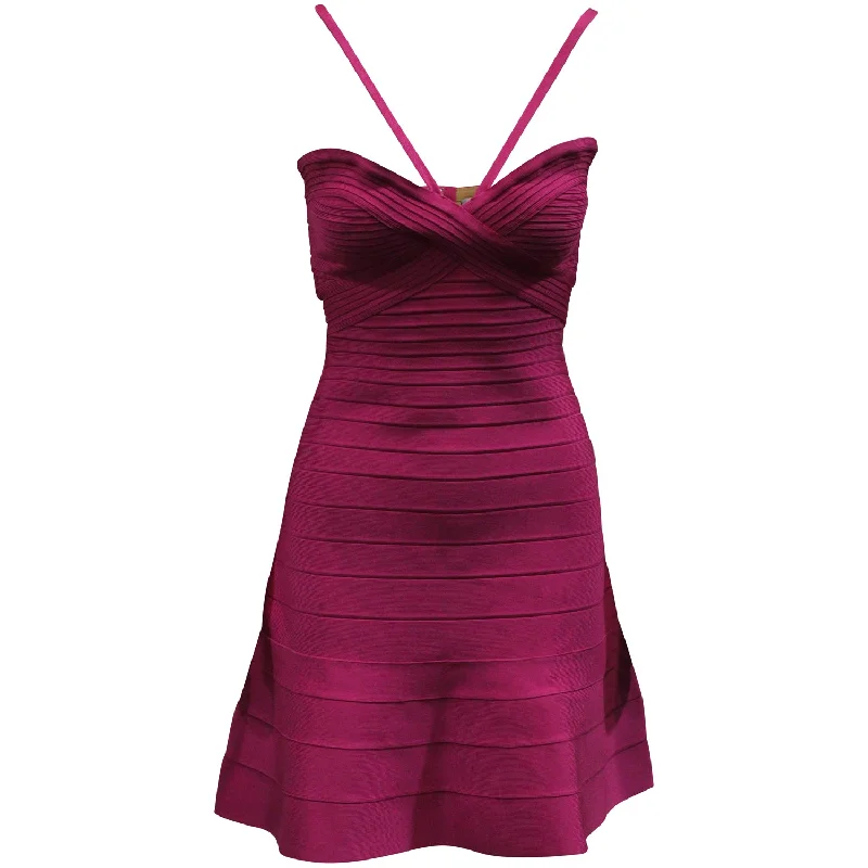 Hervé Leger Alissa Mini Dress in Pink Rayon