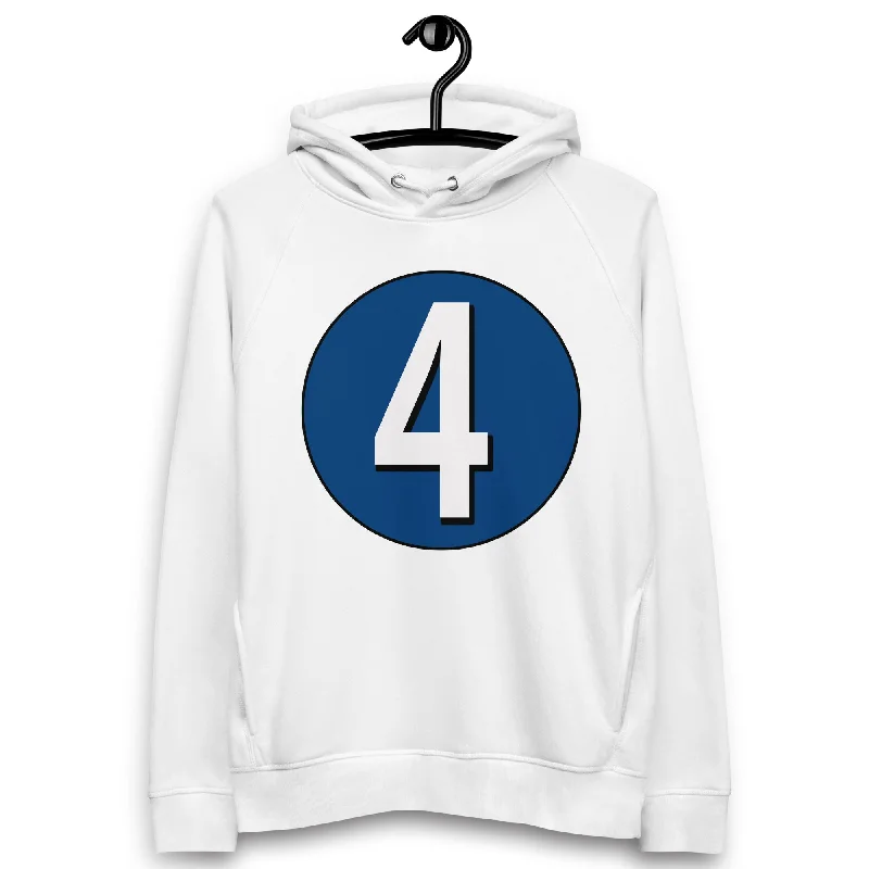 Final Sale Unisex pullover hoodie: White on Navy Blue 4