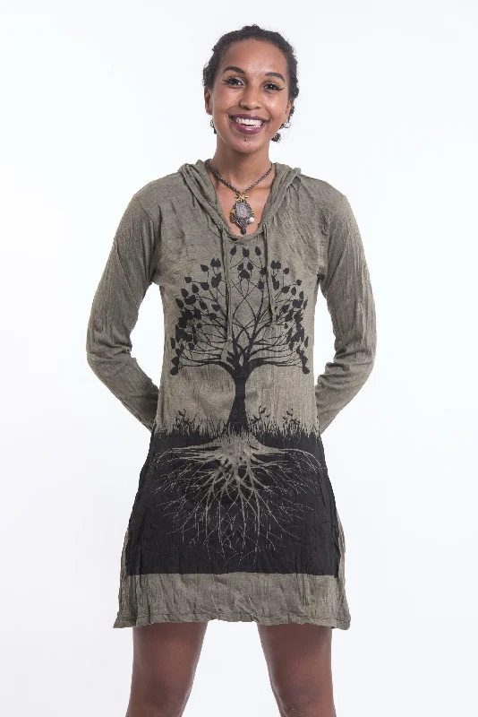 Sure Design Women's Tree Of Life Hoodie Dress Green