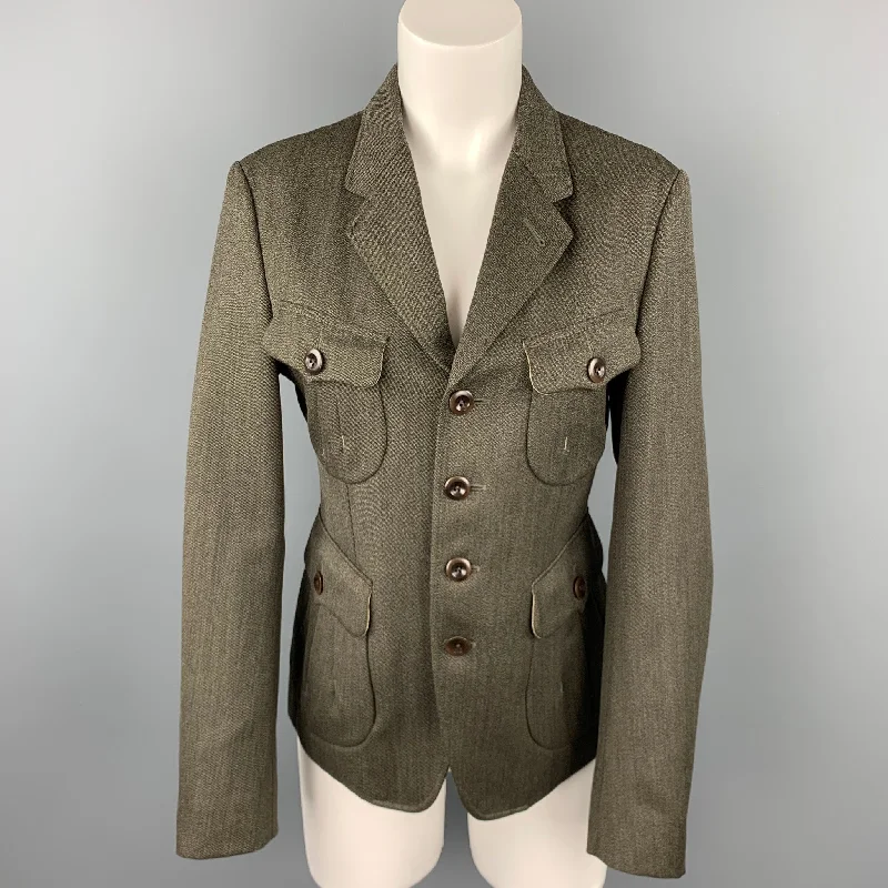 PAUL SMITH COLLECTION M Short Olive Wool Notch Lapel Military Sport Coat Jacket