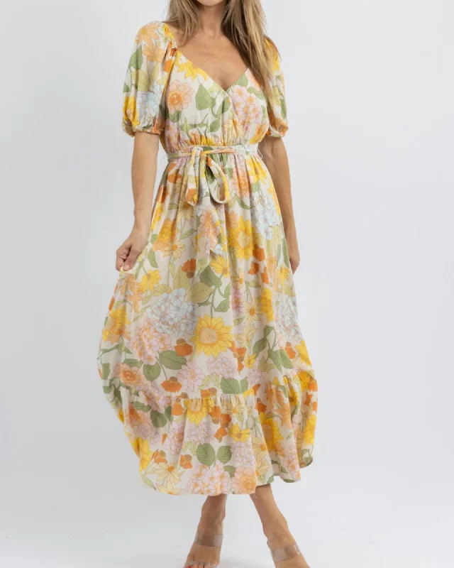 Year-End Sale Society Street Bloom Maxi Dress In Yellow | Yellow