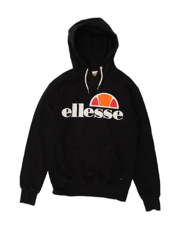 Unmissable Offer ELLESSE Womens Graphic Hoodie Jumper UK 8 Small  Black