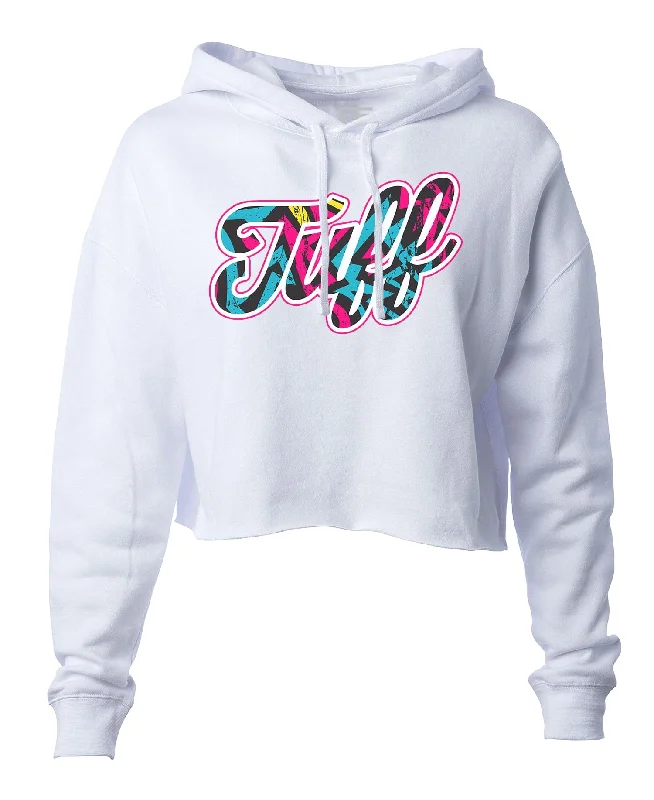 TUFF Script Graffiti Hooded Cropped Fleece