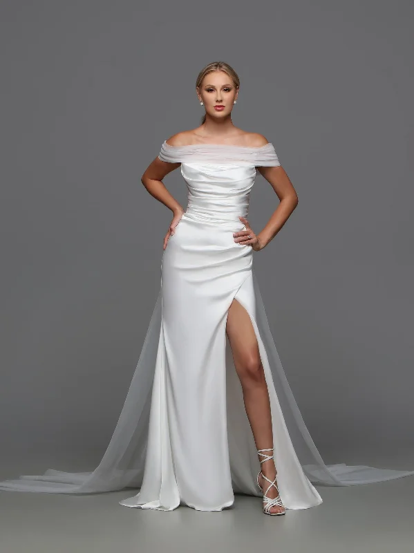 Exclusive Preview Davinci F125 Fitted Satin Wedding Dress off the Shoulder Cape Bridal Gown Slit Strapless Exclusive Preview Davinci F125 Fitted Satin Wedding Dress off the Shoulder Cape Bridal Gown Slit Strapless