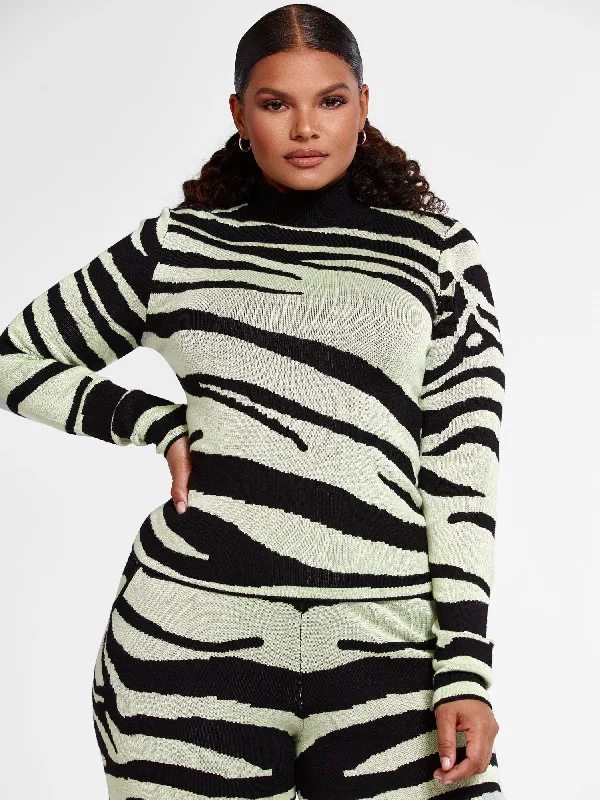 Limited Time Discount Tara Zebra Print Mockneck Top