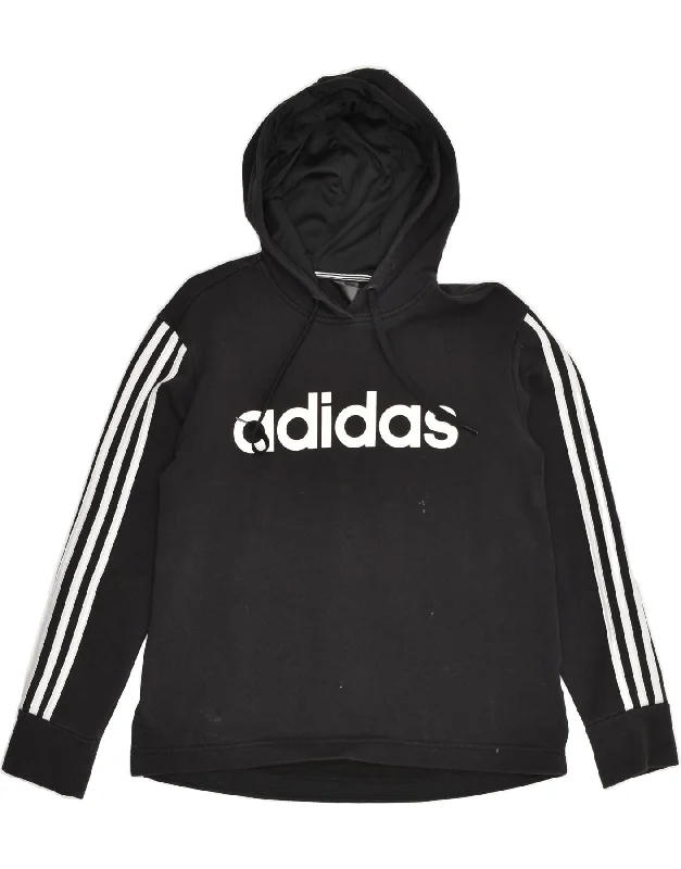 ADIDAS Womens Graphic Hoodie Jumper Size 12/14 Medium Black Cotton