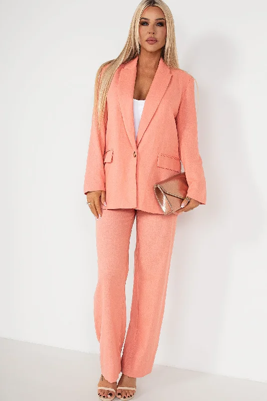 Deep Discounts Fern Peach Linen Trousers