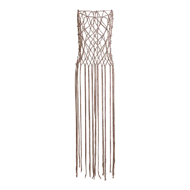 Limited Stock Sparkly Rhinestone Embellished Fringe Sleeveless Macrame Cover Up Dress Limited Stock Sparkly Rhinestone Embellished Fringe Sleeveless Macrame Cover Up Dress