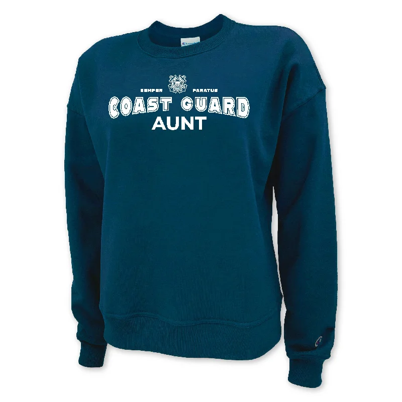 Best Bargains Coast Guard Champion Aunt Ladies Crewneck (Navy)