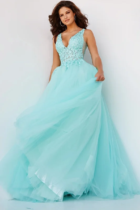 Mega Sale Jovani 08572 Size 0, 14 Mint Tulle Ballgown Fitted Floral Lace Bodice Prom Dress Pageant Formal