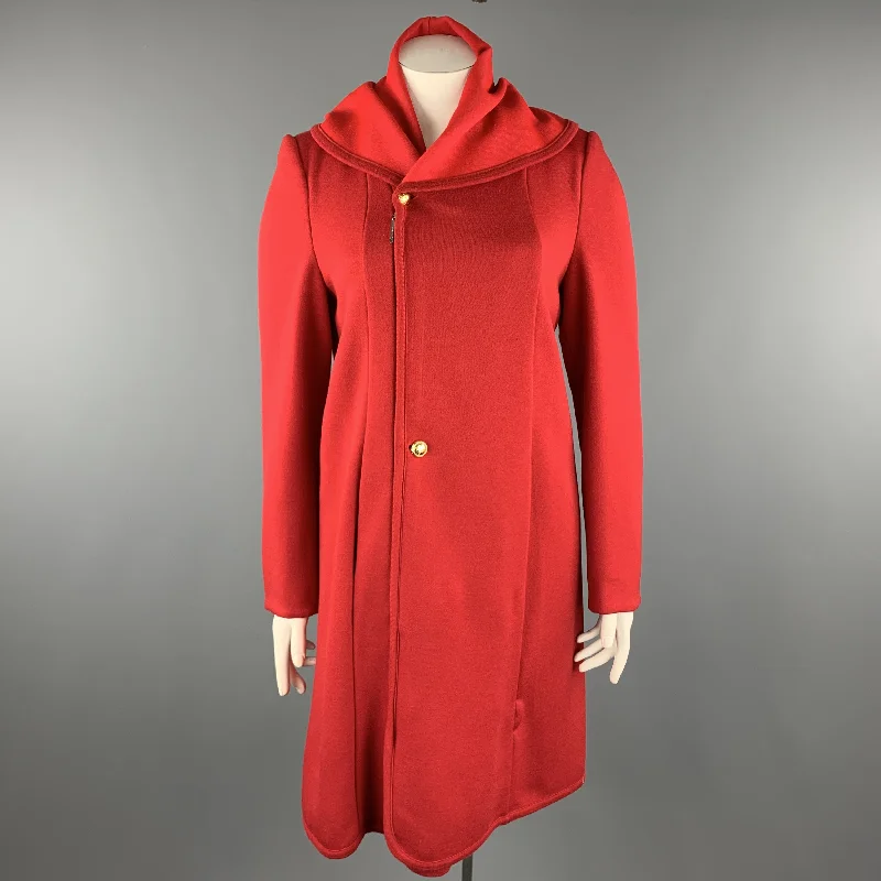 Exclusive Online Offer GIORGIO ARMANI Size 12 Red Round Collar Zip Button Coat