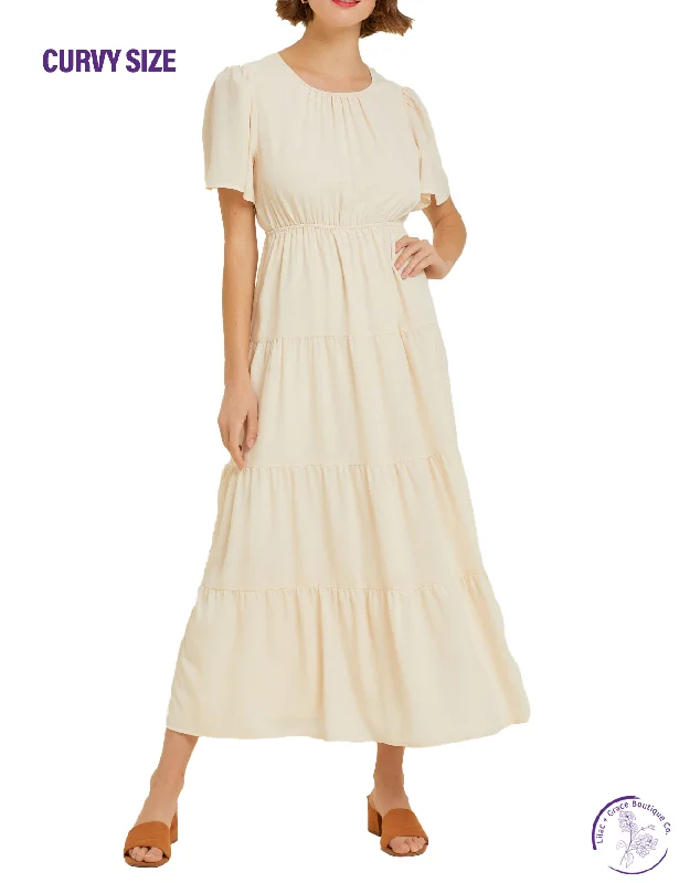 Bonus Savings Curvy Elegant Ease Tiered Midi Dress