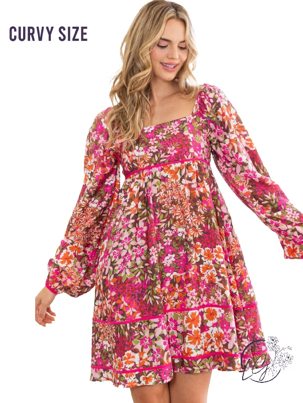 Amazing Deals Curvy Sweet Like Roses Mini Dress