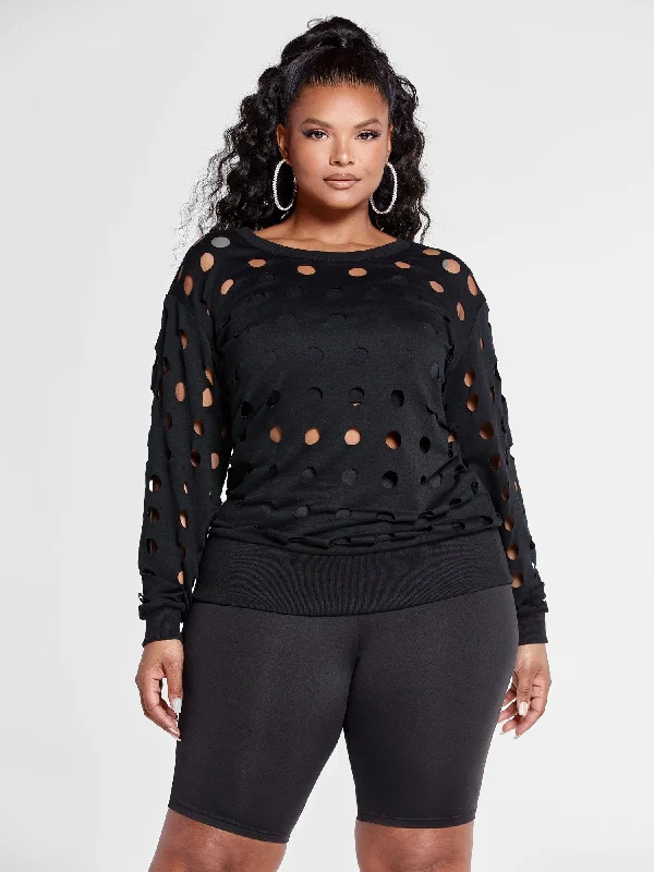 Hurry In Felicia Pullover Top with Hole Details