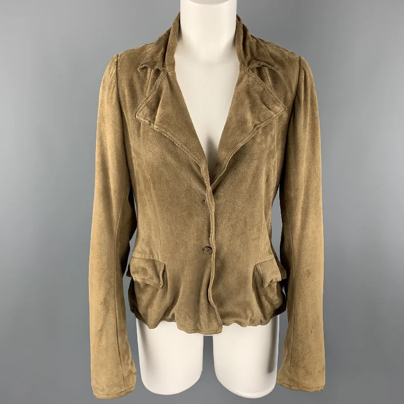 Value Deals NIGEL PRESTON Size S Taupe Brown Suede Pointed Lapel Jacket
